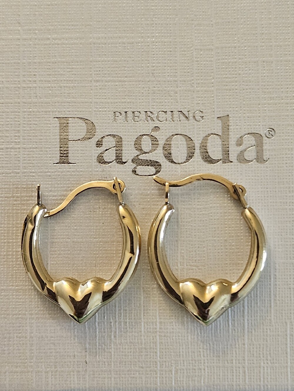Authentic solid 10K Yellow Gold Polished Heart Hoop Earrings - Picture 2 of 5
